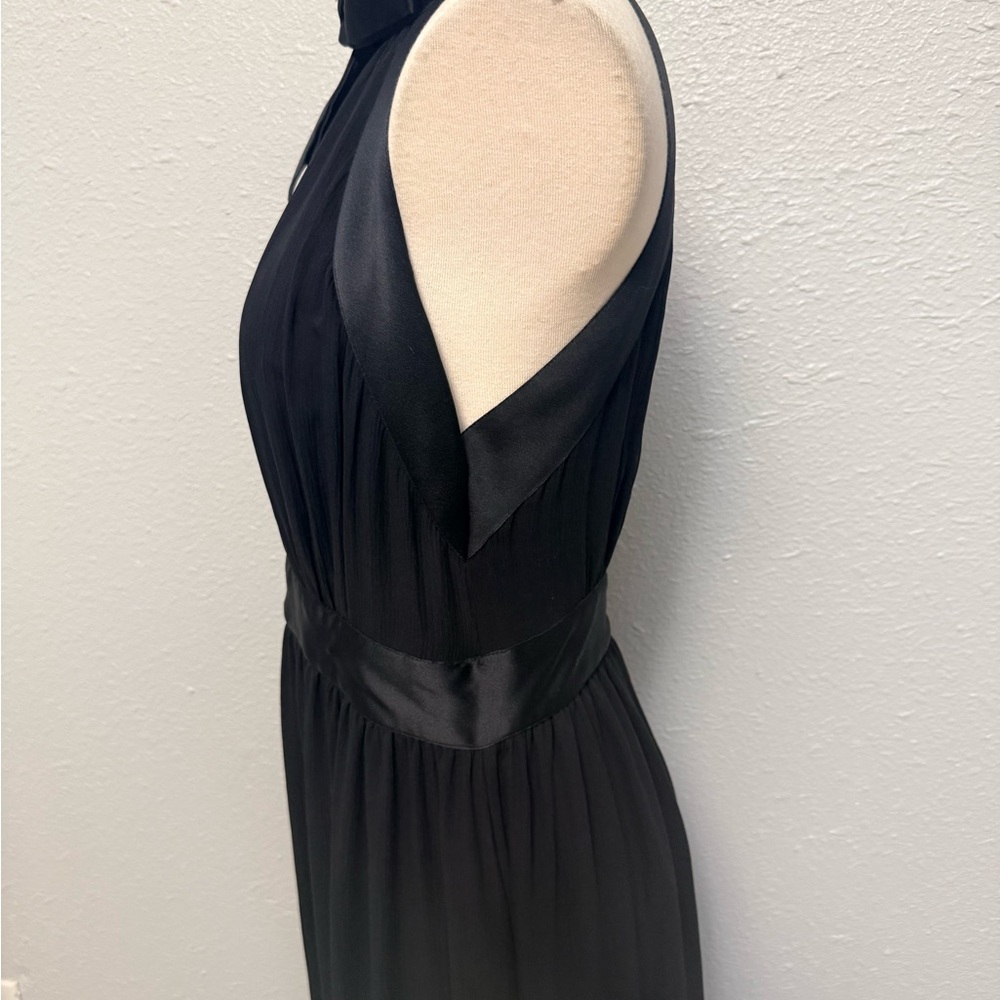Kate Spade Black 100% Silk Chiffon Halter Gown Dress with Satin Bow - Picture 4 of 12